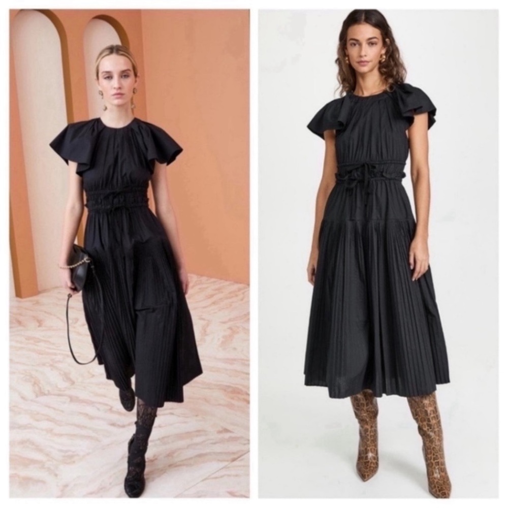 ULLA JOHNSON Delmara Dress Midi Black Sz 2